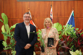 Douglas Shire Council Mayor Michael Kerr and DSC Civic Recognition Award Winner Michelle Vladich
