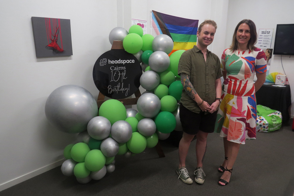 Headspace Cairns Manager Gabrielle Gill and headspace Cairns Youth Reference Group volunteer Dion