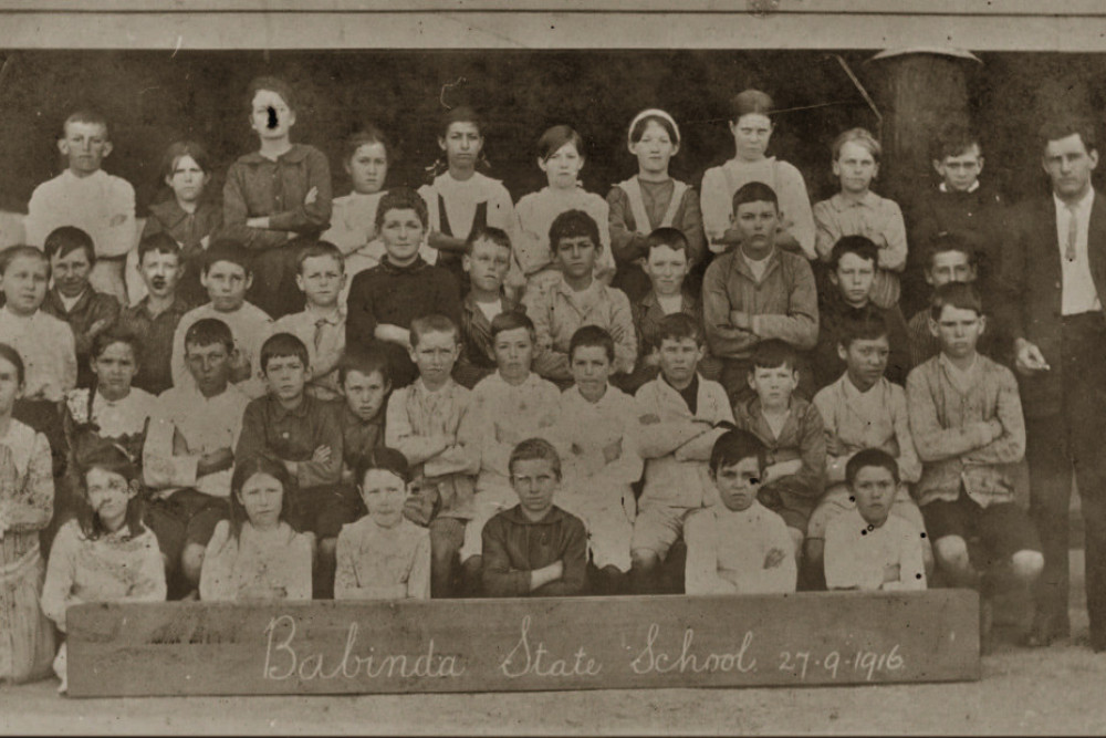 Image: Pupils and teacher at Babinda State School, 1916, courtesy Cairns Libraries
