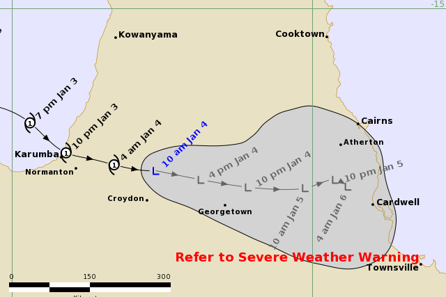 Updated 07:00 Mon Jan 4 - Tropical Cyclone Advice No. 12