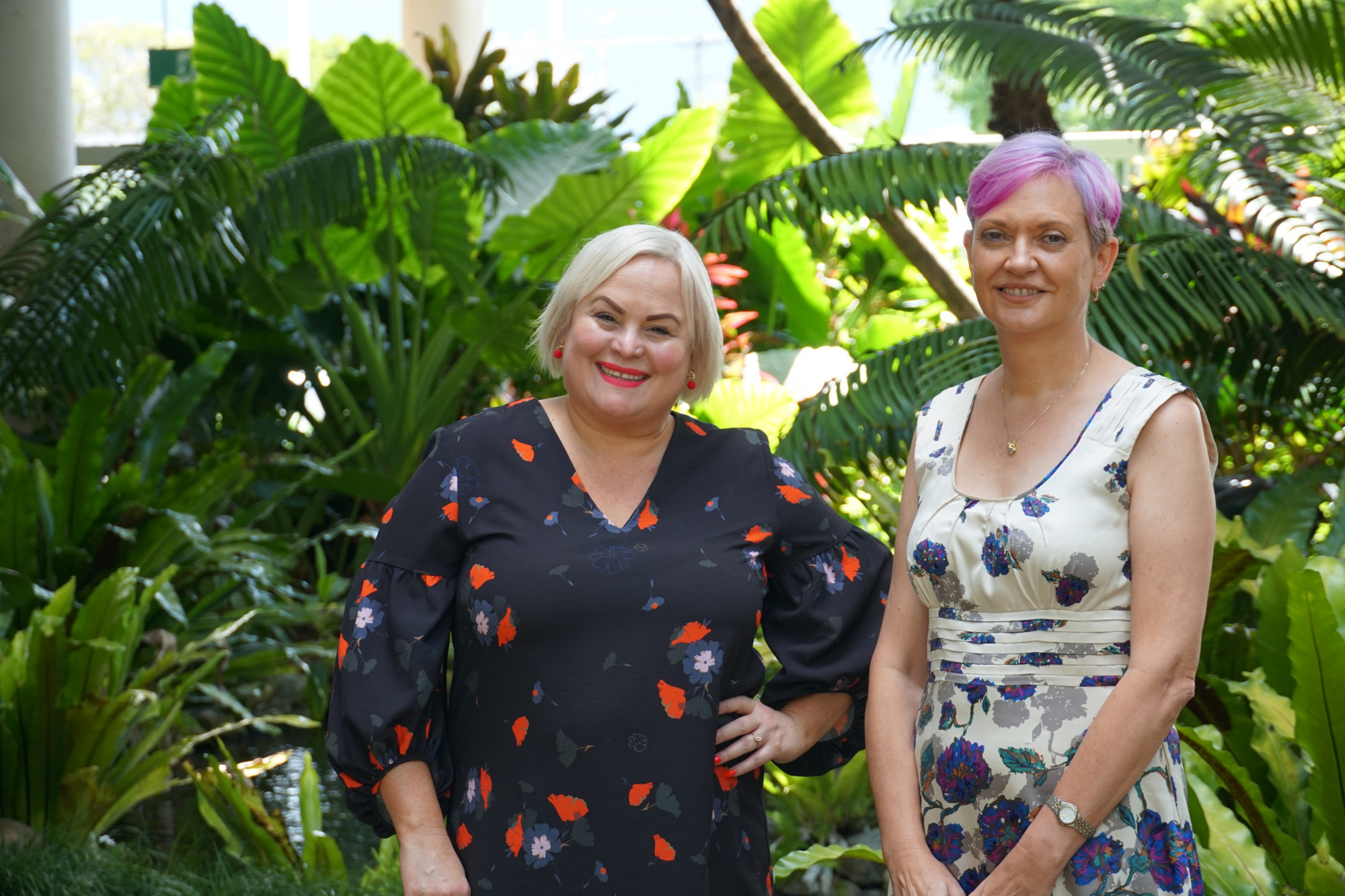 Cr Kristy Vallely with last year’s Cairns Regional Council Woman of the Year Amanda Lee-Ross at the launch of International Women’s Day Awards.