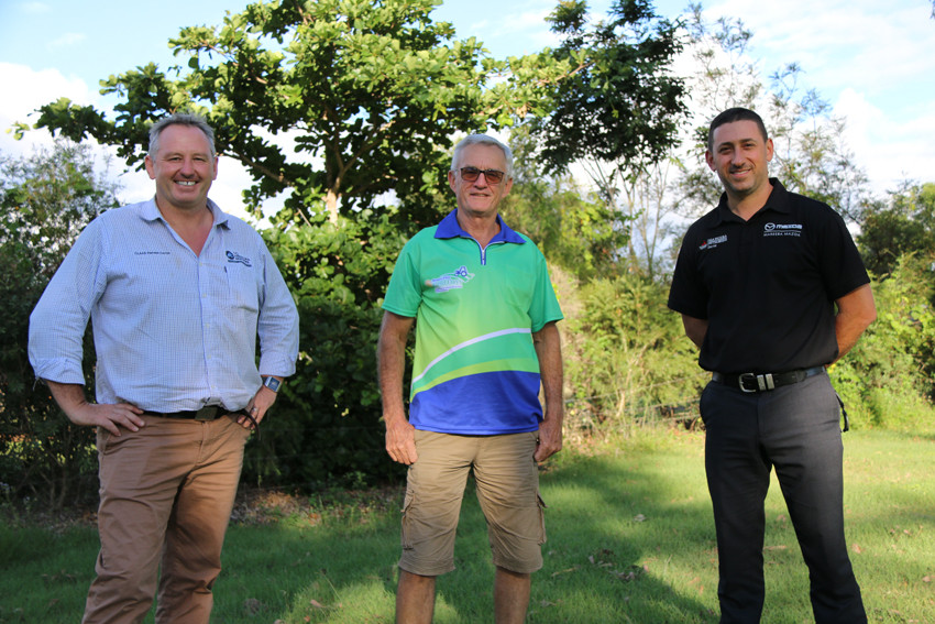 The Rotary FNQ Field Days strategic partners NQ Agricultural Services Managing Director James Fisher (left) and Mareeba Mazda Dealer Principal David Mete (right), along with event chairman Trevor Duncan are looking forward to hosting this year’s event.