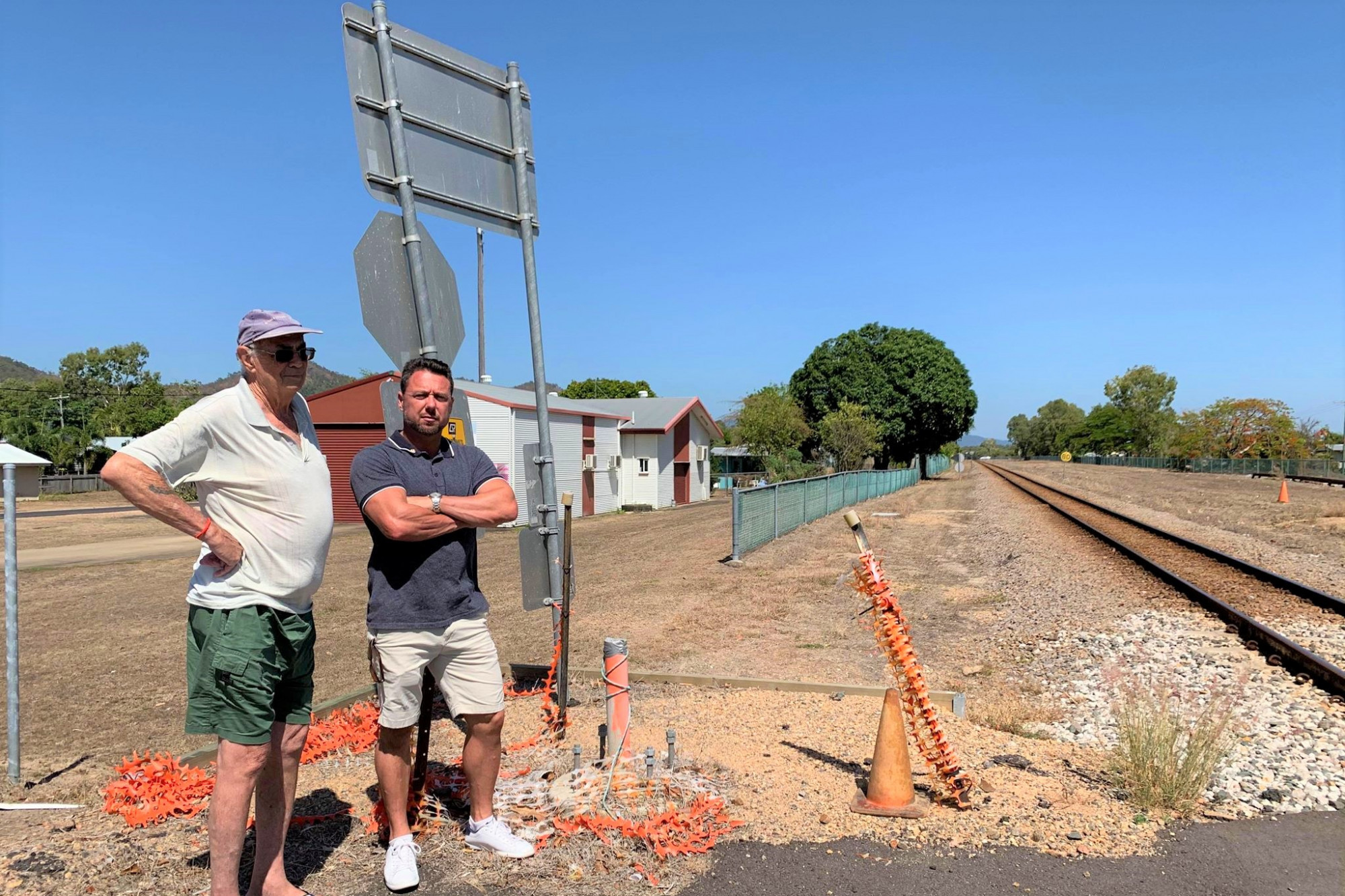 Hinchinbrook MP Nick Dametto during an inspection of Cardwell’s Brasenose Street level crossing with local resident Ken Winkley in December 2019.