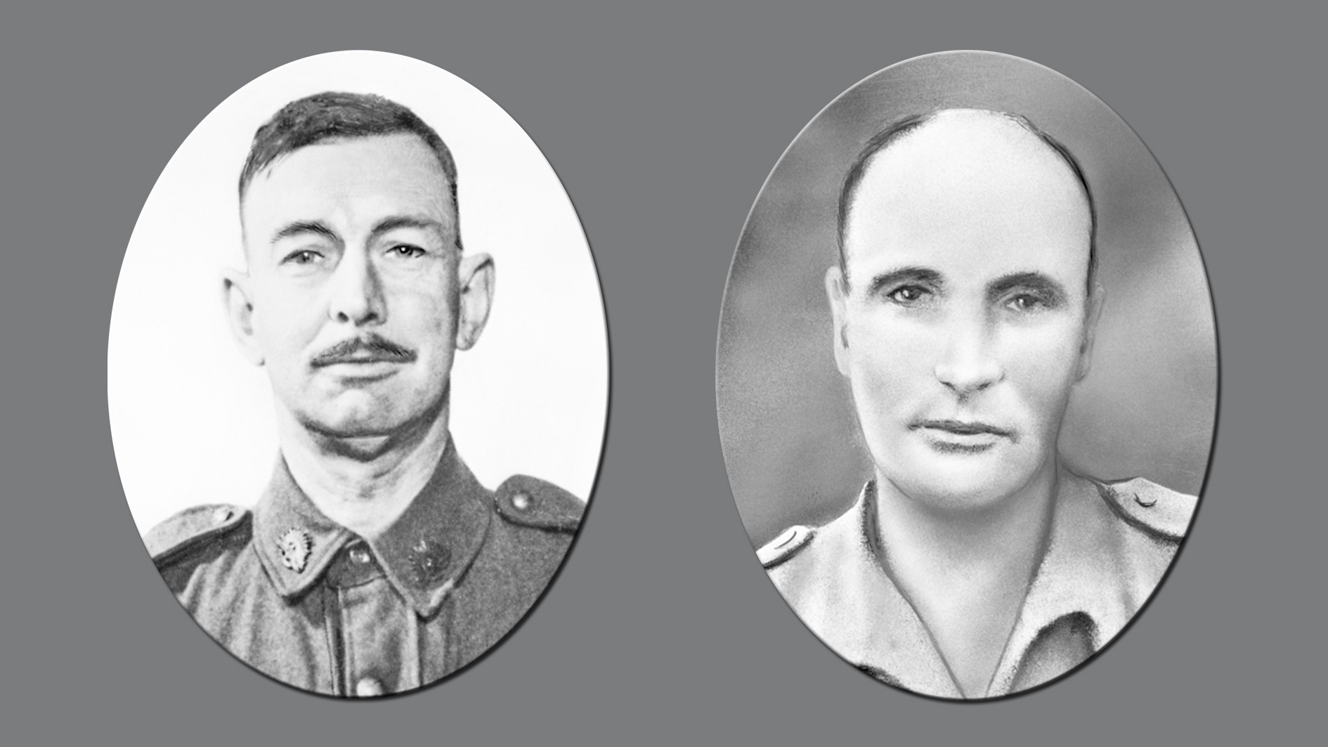 Private Benjamin Gower Hardy, G.C. and Private Ralph Jones, G.C., heroes of the Cowra P.O.W. breakout. (Courtesy of The Australian War Memorial).