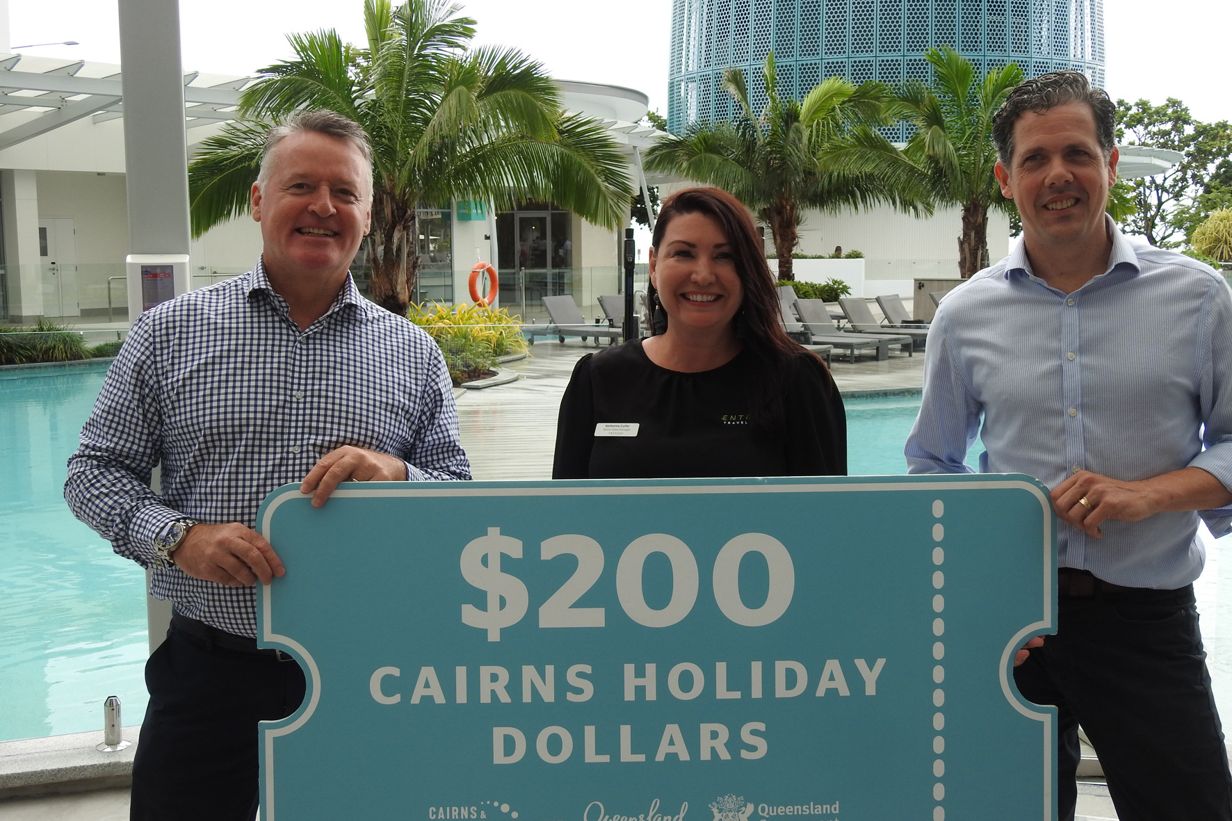 Member for Cairns, Michael Healy, Katherine Cutler Senior Manager Entrada and Marl Olsen, CEO TTNQ