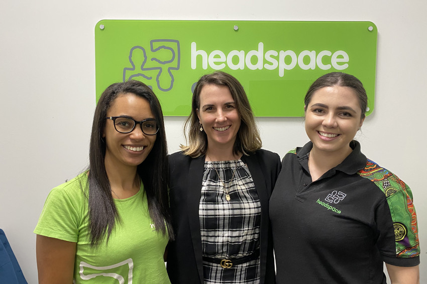 Headspace Cairns manager Gabrielle Gill (centre) with staff Morgan Jackson and Kadeisha Mirabito are delighted with the federal budget’s funding boost for mental health.