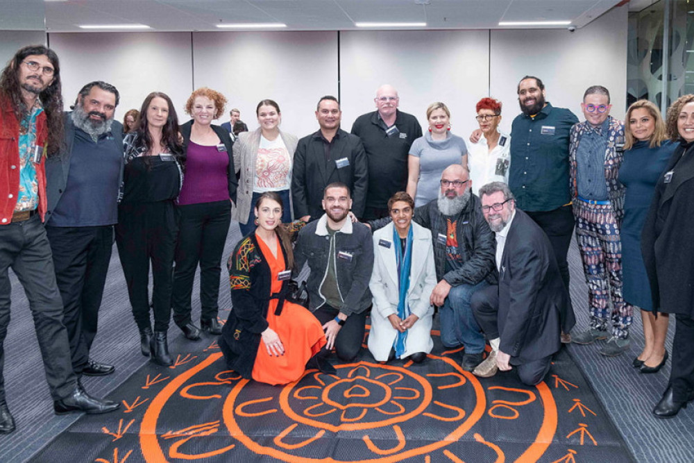 Karl Briscoe (back row sixth from left) is in the first cohort of students to study the Master of Indigenous Business Leadership at Monash University.