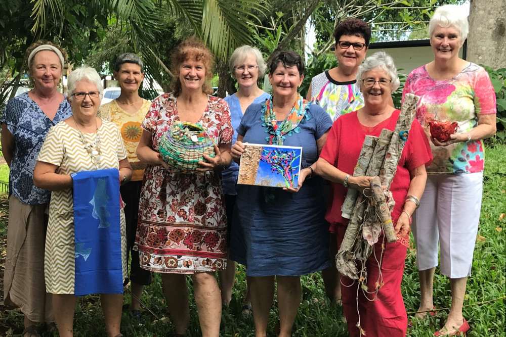 Sue Shannon, Libby Clegg, Valerie Boll, Sally Moroney, Sandra Brazier, Jan Thompson, Laurice Collins, Sandy Bielenberg, Annette Anderson. – (members of the Mission Arts Threads Group)
