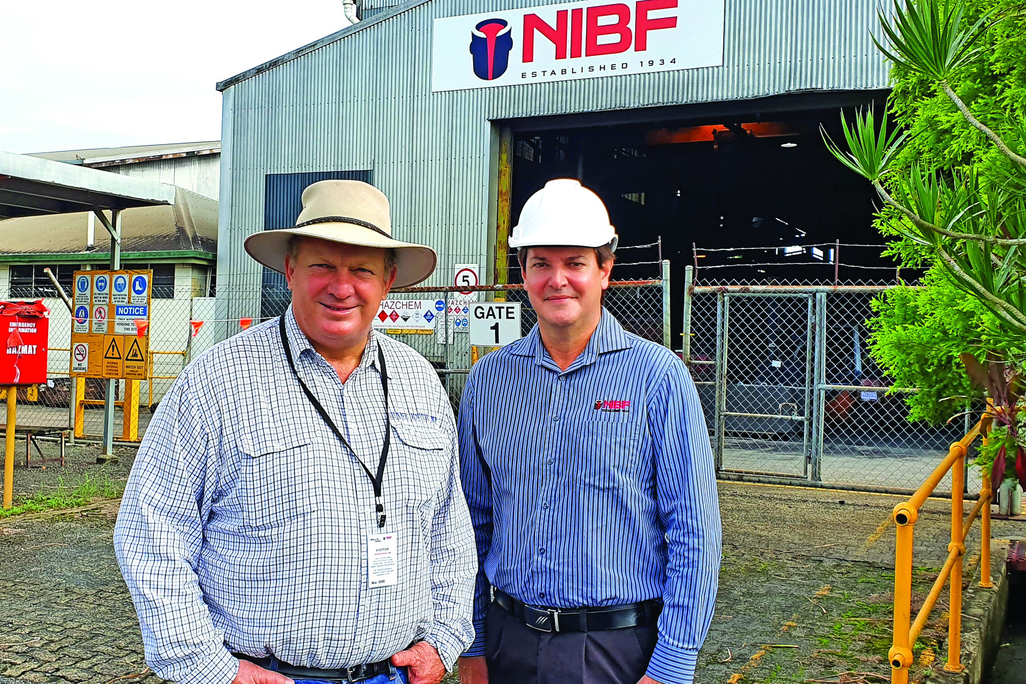 NIBF operations manager Joe Vecchio and Member for Hill Shane Knuth at the foundry in Innisfail.