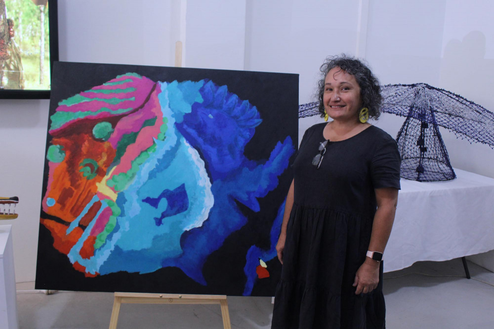 CIAF artist Francoise Lane and her piece Whisperings of Country