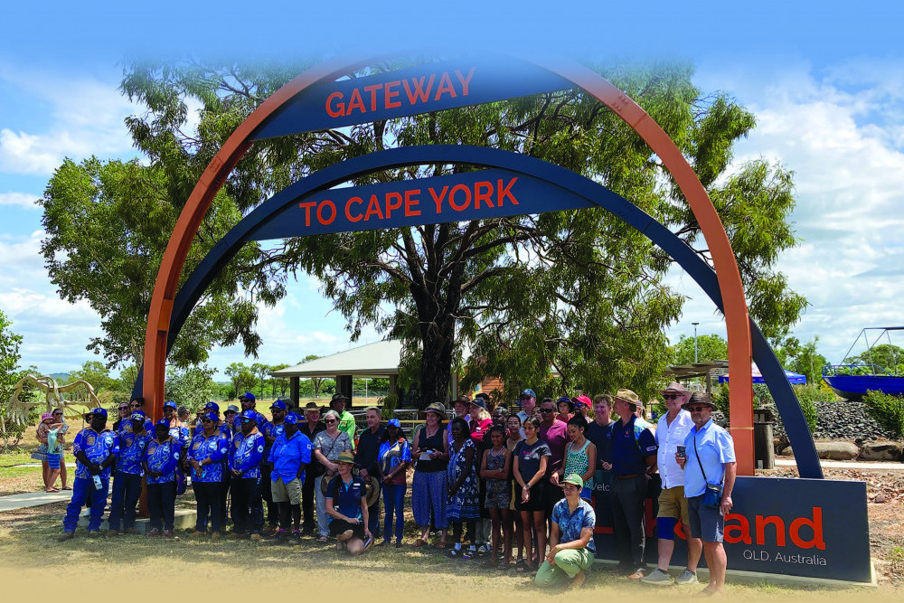 Traditional Owners, Artists, Friends and guests celebrate the opening of the Gateway to Cape York in Lakeland