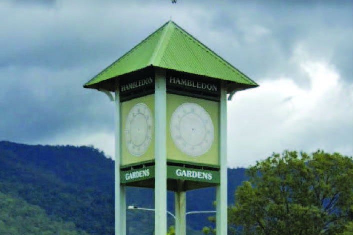Photograph of the Hambledon Gardens clock tower. Image capture Sept 2021, © 2021 Google Australia.