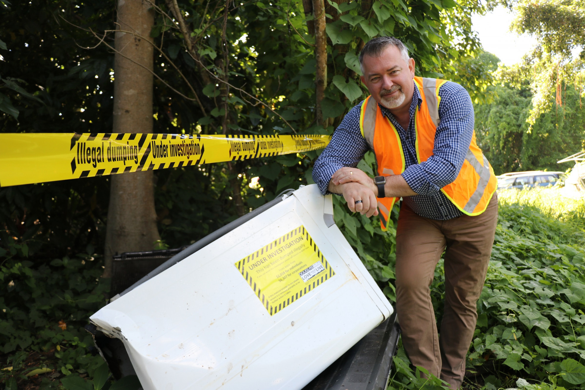 Douglas Shire Mayor Michael Kerr at an illegal dump site near the Killaloe Transfer Station.