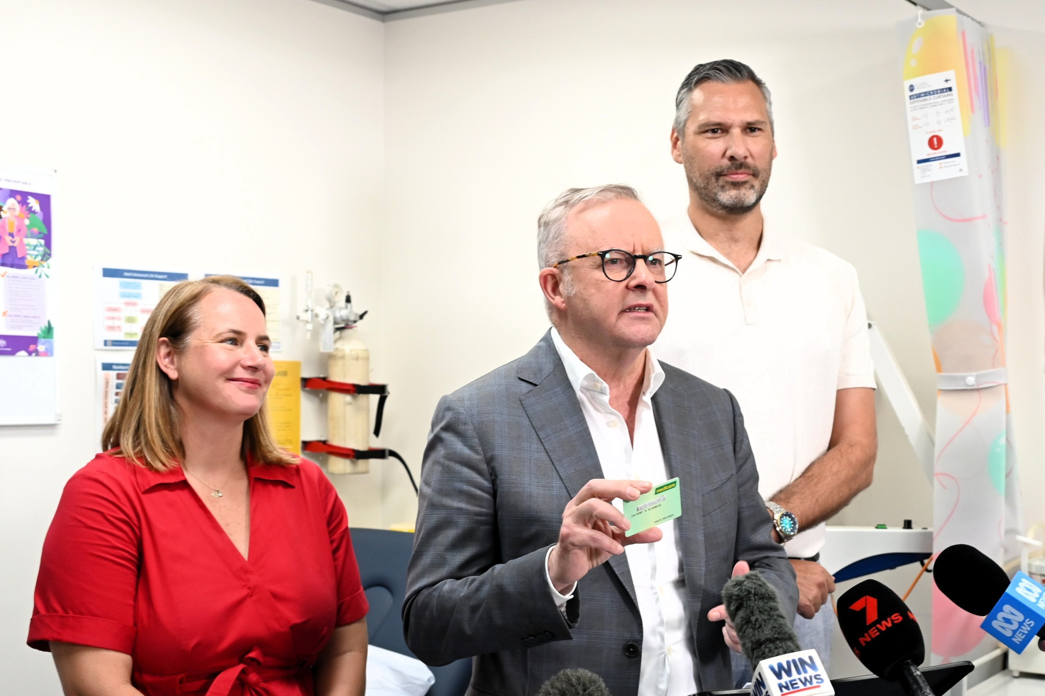 From left to right: Senator Nita Green, Prime Minister Anthony Albanese, with Federal Member for Leichhardt Matt Smith during a visit to the Cairns South Urgent Care Clinic. Picture by Hugh Bohane