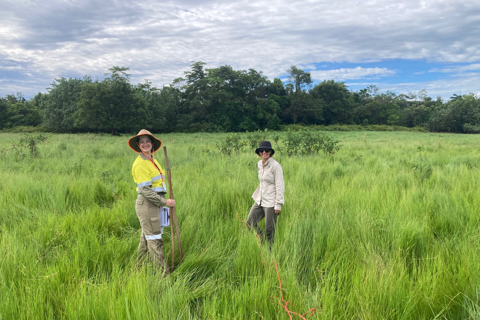 Amber Kellet of Cassowary Coast Regional Council out in the field with Bronwyn Robertson of Terrain NRM. Picture: Supplied