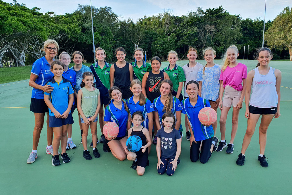 Douglas Netball Association President Sharon Beechey With The Juniors On Tuesday’s First Night Of Training