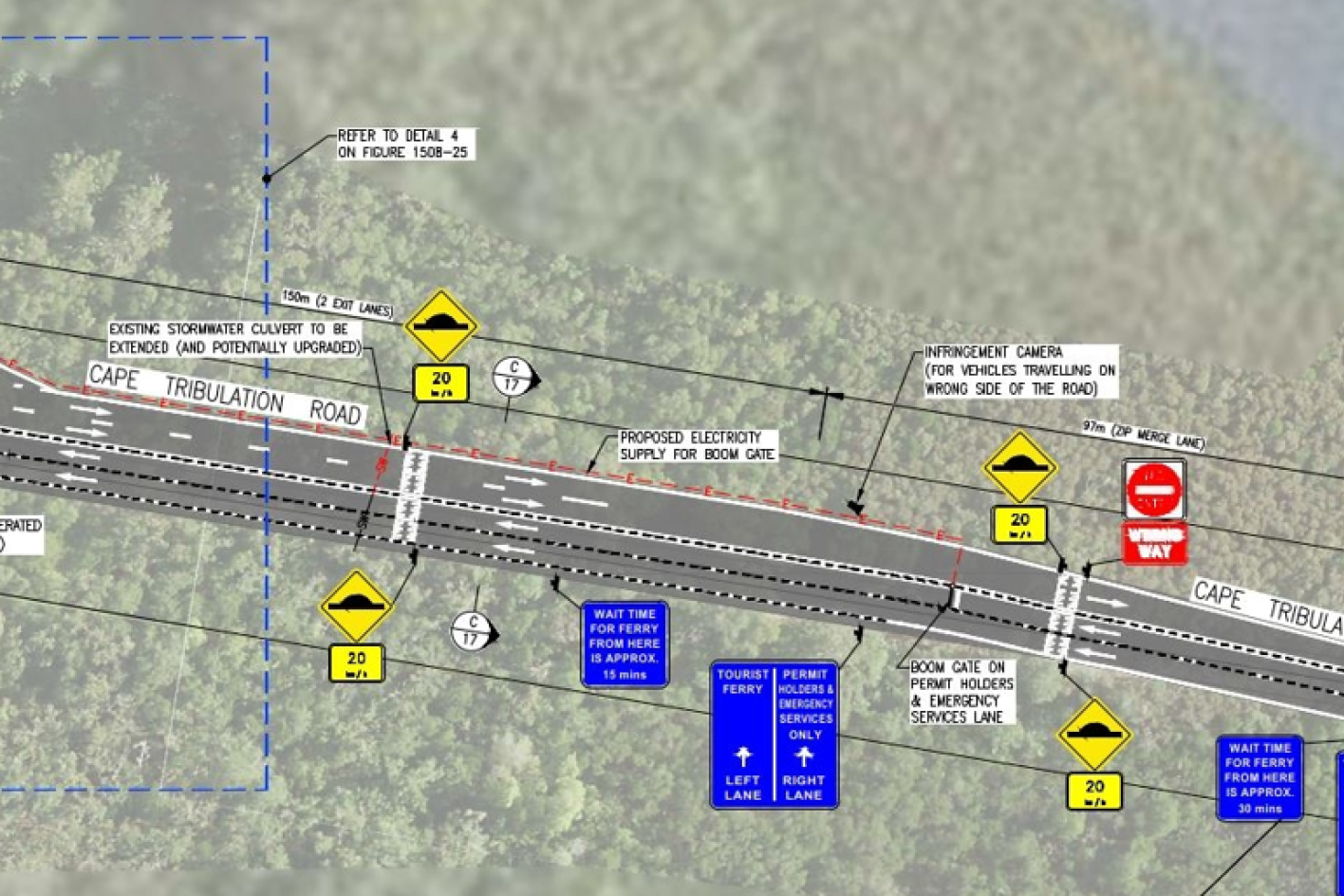 A design plan of the riverside works for the new Daintree River ferry. Picture: Douglas Shire Council