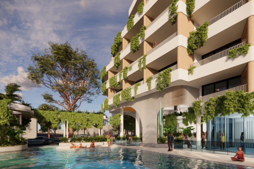 An artist’s impression of the Cedar Rd six-storey high resort, apartment and villa complex at Palm Cove. Picture: CA Architects