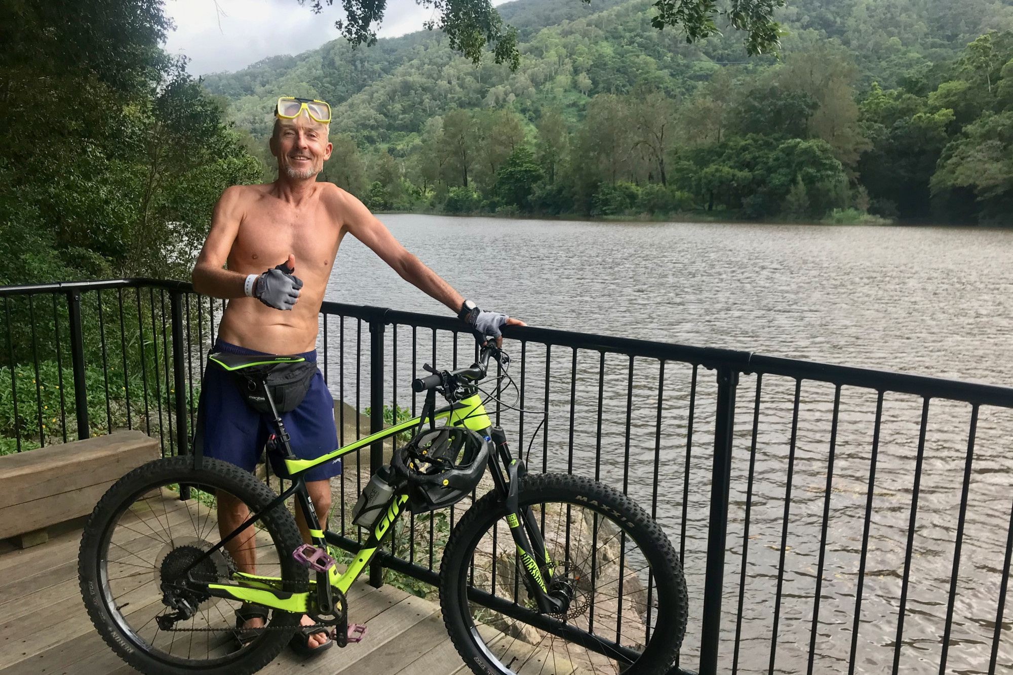 Croc attack survivor Mark Ridge at Lake Placid on Friday, the day after the attack. Picture: Tanya Murphy