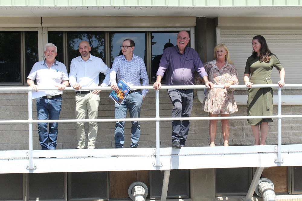 (L-R) Acting Mayor Terry James, Cairns Chamber of Commerce President Enver Selita, Advance Cairns CEO Paul Sparshott, MP Warren Entsch, Cairns Chamber of Commerce CEO Patricia O’Neill and Senator Susan McDonald, at Cairns Regional Council Water Treatment Plant