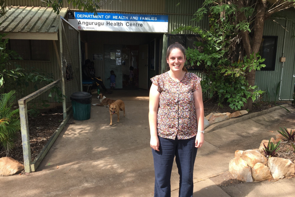 JCU’s new registrar Dr Georgia Foley at Angurugu Health Centre
