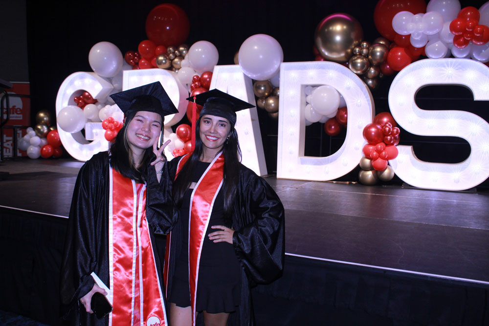 (L-R) Pakjira Jareewaruroj and Nathalie Barrera at the TAFE Graduation Ceremony this week