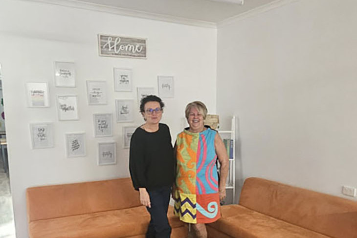 Our Hub Cairns manager Cat Tannock (left) with founder and chief executive officer Perri Conti in the colourful premises at Manunda. Picture: Nick Dalton