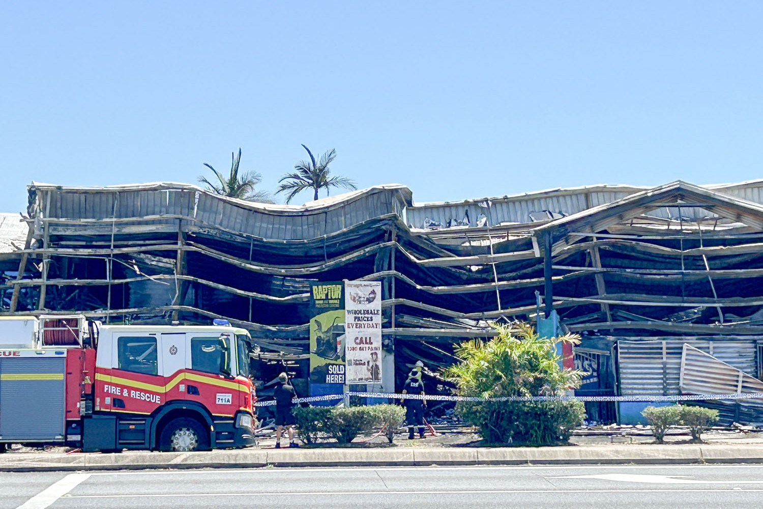Portsmith's Wholesale Paint Group Warehouse was torched on Monday. Picture: Hugh Bohane