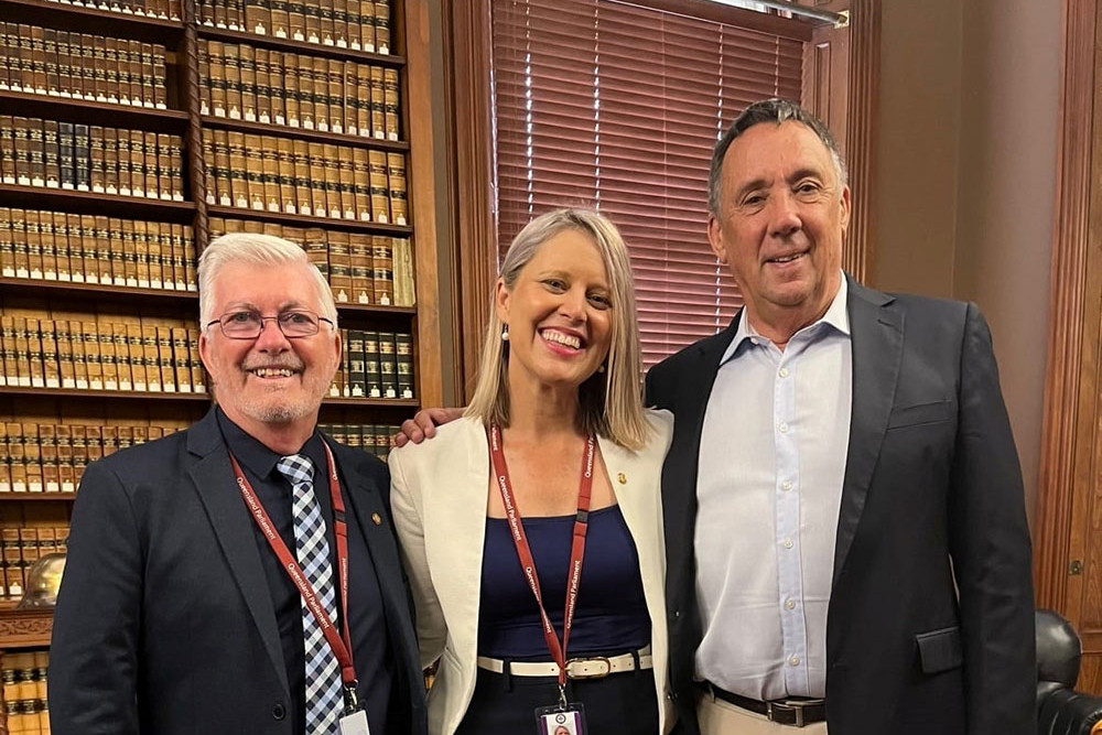 Member for Mulgrave Terry James (left), Member for Barron River Bree James and Member for Cook David Kempton in state parliament. Picture: Supplied