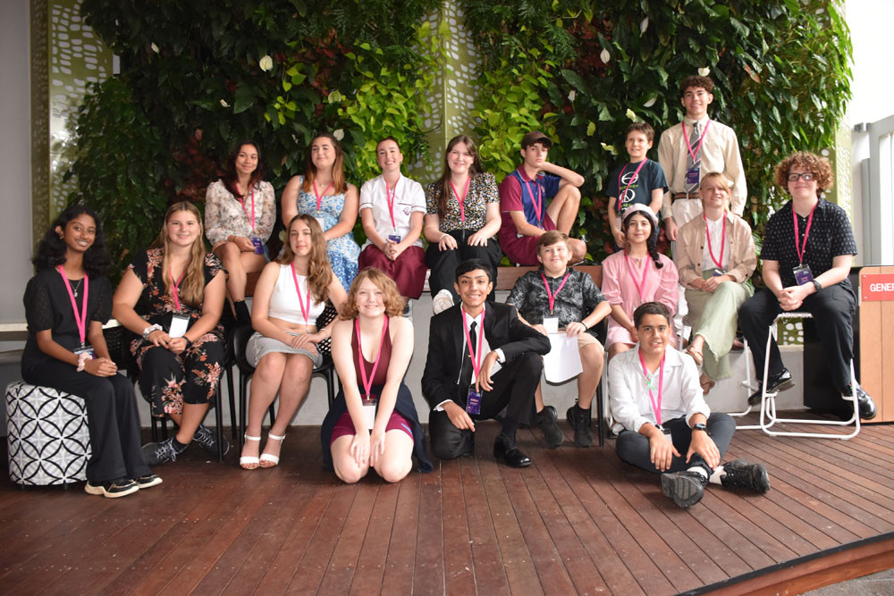 Cairns Youth Council candidates (back row, from left) Sofia Hoorn, Molly Ben Ezra, Olivia Morris, Lani Baker, Jake-Ryan Paiaro, Noah Solomon, Antonije Dimitrijevic. (front row, from left) Serah Joju, Yazmin Rivett, Delilah Jedynak, Alexis Shield, Aiden Senaratne, Braydon McCormack, Lana Kandakji, Vince Torrisi, Marishka Van Der Velde and Lucy Seaton. Picture: Isabella Guzman Gonzalez