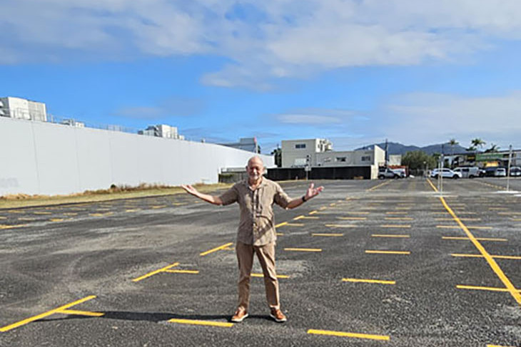 Motorist Michael Brumby in the almost empty dedicated hospital car parks in Bunda St. Picture: Nick Dalton