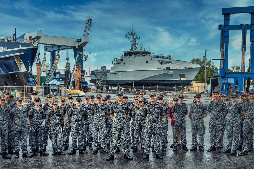 Naval cadets at Norship’s shipyard at Portsmith – a place with jobs and careers on offer. Picture: Supplied