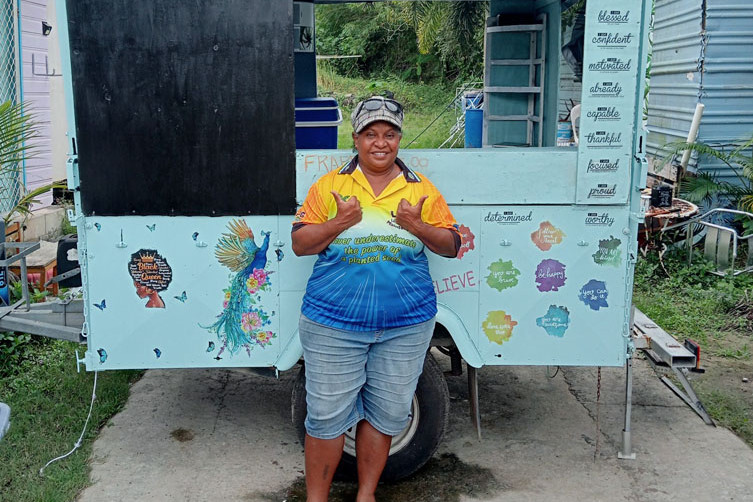 Georgina Dorante with her food van Kirr-Rock Munchies in Hammond Island. Picture: Supplied