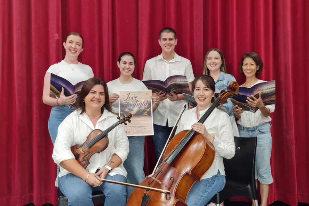 Cairns Choral Society members Martina Lee Long, Emma Baker, Evelyn McGuinness, Rhett Kerr, Kate Ryan, Claire Campbell and Hisako Kotzur. Picture: Supplied
