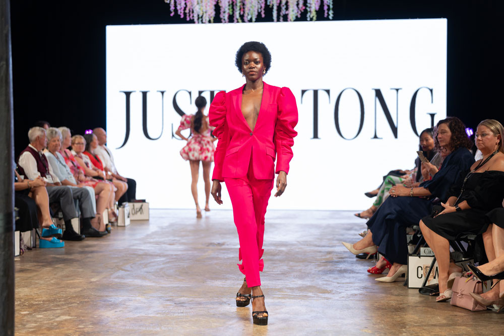 Model Grace Nawade wearing Justin Tong at the CFW Podium Showcase at the Tanks Arts Centre. Picture: Momento Road Photography