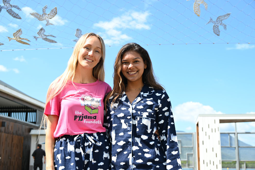 Pyjama angels Lucy Friend (left) and Nicole Senn are encouraging people to become volunteers and help local children in foster care. Picture: Isabella Guzman Gonzalez