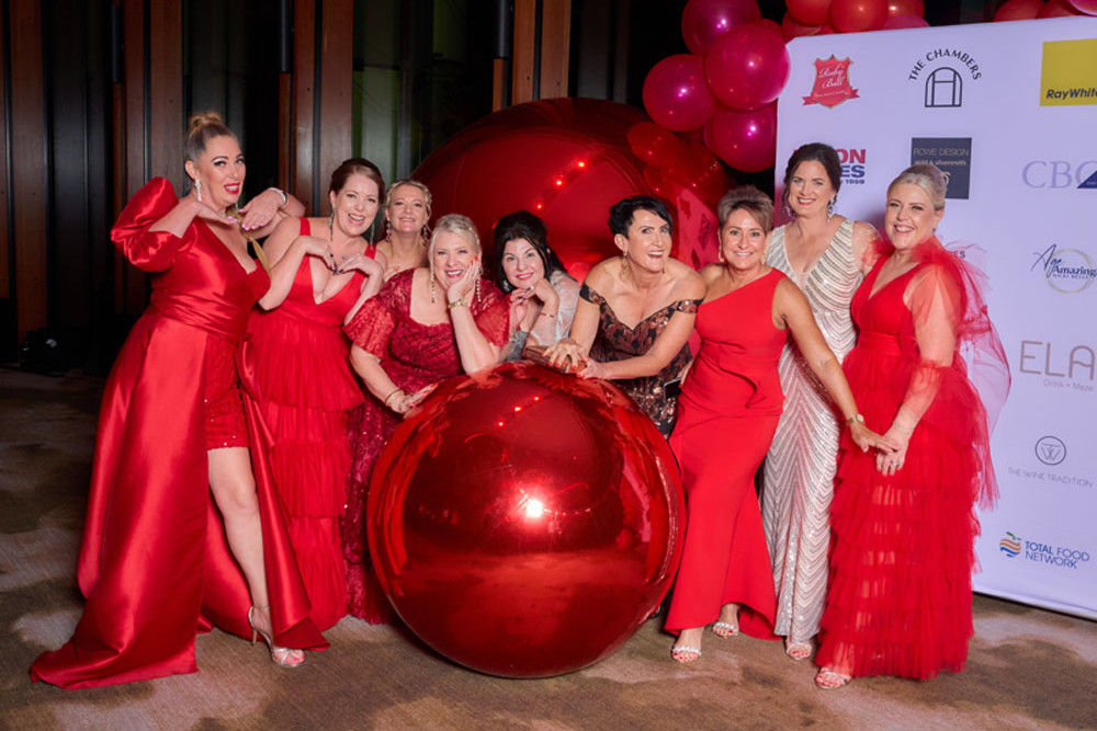 Kylie Thomas (left), Cindy Bischof, Kay Quarmby, Susan Orr, Sylvia Horwood, Julie Micheals, Carla Perkins, Madonna Archibald and Melanie Therese had a ball. Picture: Romy Photography