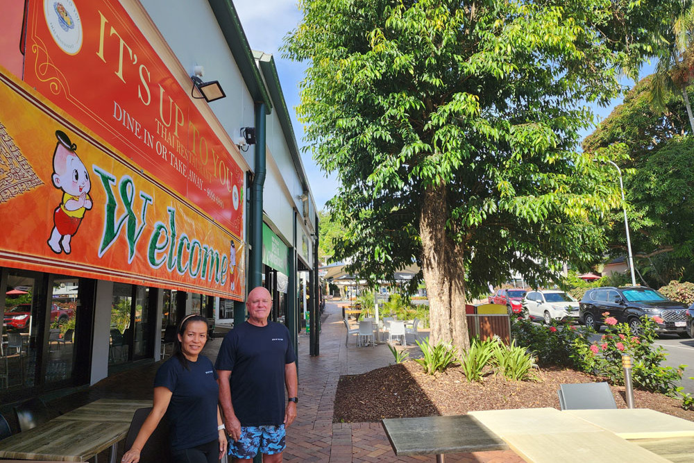 Grant Street business owners Johnny Wilson and Nittaya Bokboon are keen for the street to change to pedestrians only.