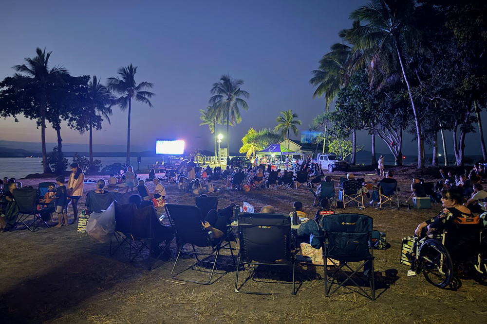 Community movie night at Dixie Park, Port Douglas.