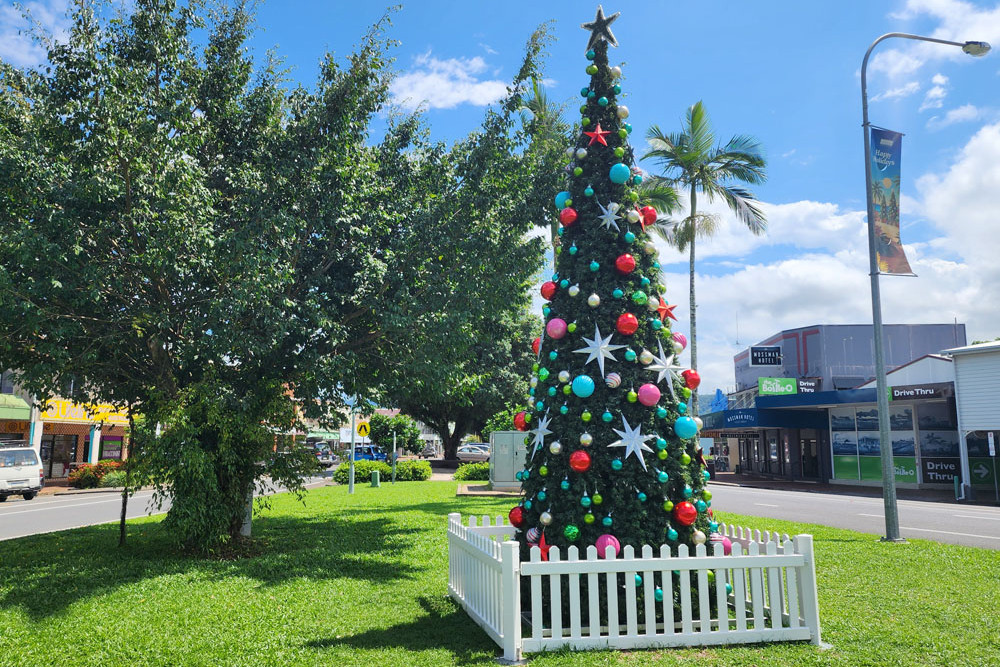 Mossman’s Christmas tree, a symbol of hope for the sugar town. Pictures: Gary ‘Gazza’ McIlroy