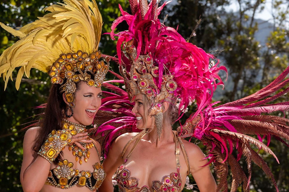 Dancers Vivian Joanna and Pippa Travers-Mason from samba group SambAfro. Picture: SambAfro Facebook