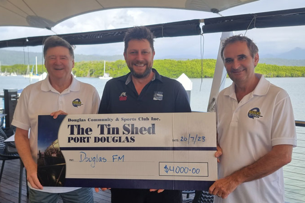 Program director Paul Makin and breakfast jock Gary ‘Gazza’ McIlroy received a Tin Shed community grant.