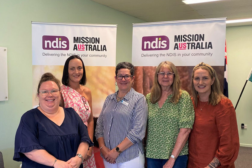 NDIS Mission Australia Innisfail team stall holders (from left) Terrena Anziliero, Kate Magnanini, Mayor Teresa Milwood, Patricia Barden and Kristeen Smith are prepared for the Wisdom and Wellness Expo. Picture: Cassorway Coast Regional Council