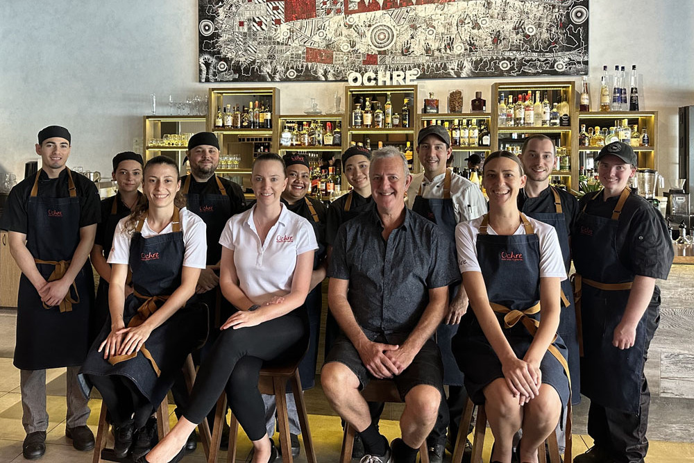 Ochre management and staff are (from left, front row) Ines Santos, owners Carley Elsum and Craig Squire and restaurant manager Jamille Roberts, (back row) Marco Capella, Megan Lynch, Daniel Angus, Femae Alivio, Shania Florensia, head chef Harrison Wall, Guiliano Lovato and sous chef Mikayla Stirling.