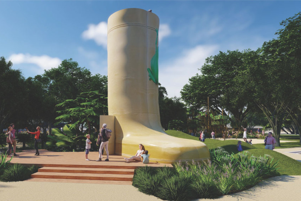 An artist’s impression of the freshened Golden Gumboot in Tully. Picture: Cassowary Coast Regional Council