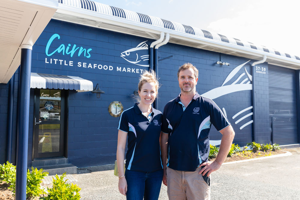 Kate and Rowan Lamason celebrate Cairns Little Seafood Market’s First Birthday