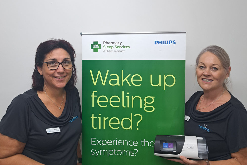 CPAP Shop Cairns DVA and sleep testing consultant Anna Di Salvo (left) and manager Sam Zimmerman.