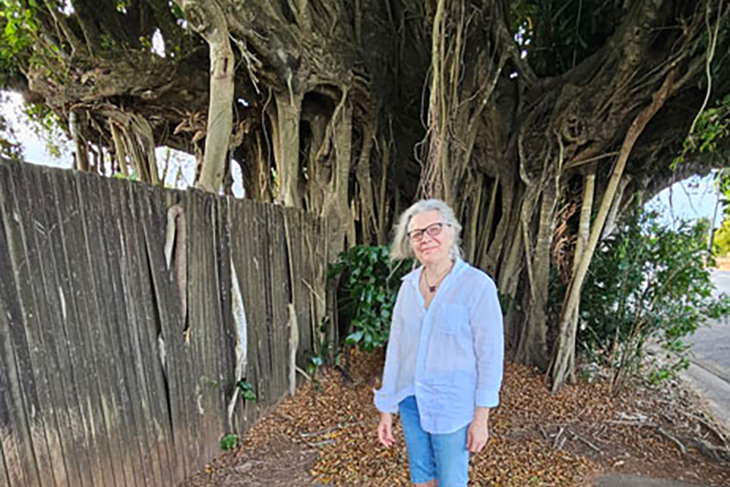 Magda Solly is fighting to keep the 87-year-old fig tree outside Gordonvale Hospital. Picture: Nick Dalton