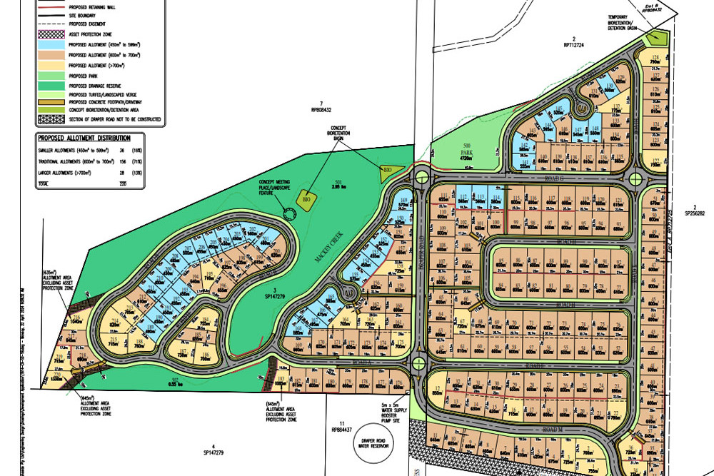 The layout of the new 220-lot subdivision off Draper Rd at Gordonvale. Picture: Supplied