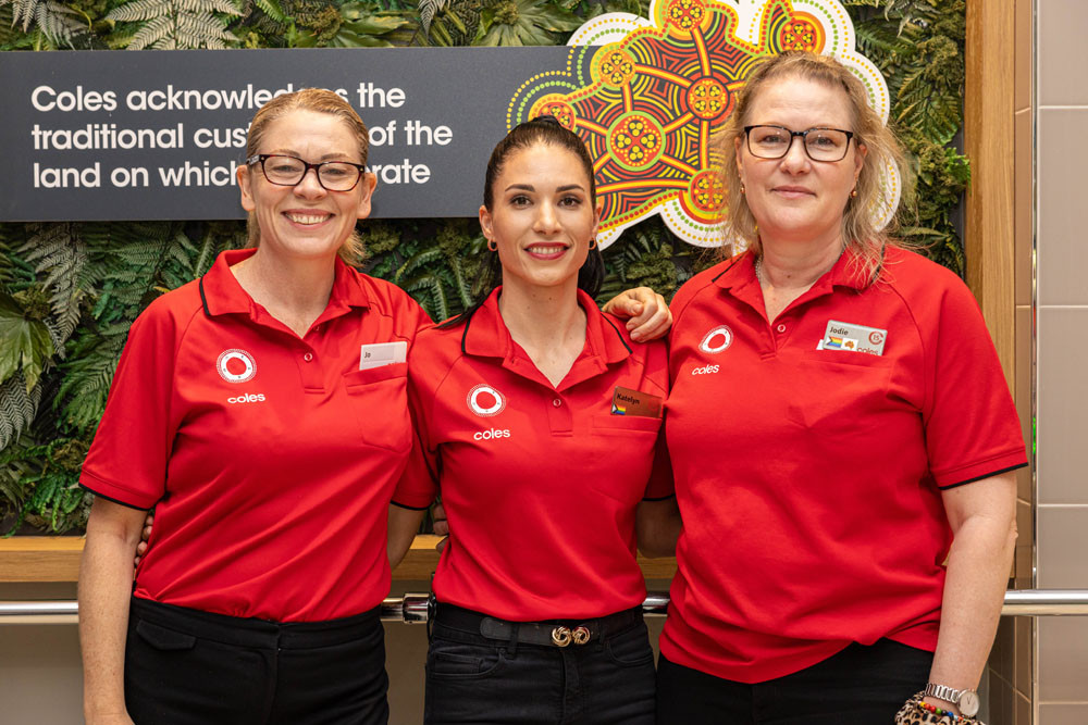 Coles State general manager Joanne Brown (left), Coles Clifton Beach store manager Katelyn Sillars and regional manager Jodi Palmer.